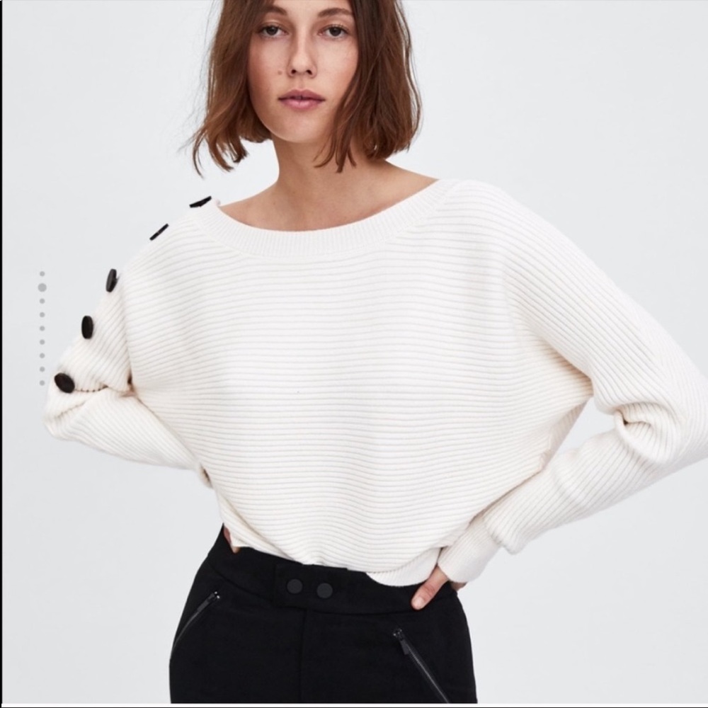 Zara button sleeve dolman sweater